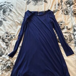 Express Blue A-Line Long Sleeve Dress